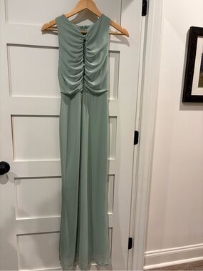 Elegant Sage Green Prom Dress - Ruched Bodice
